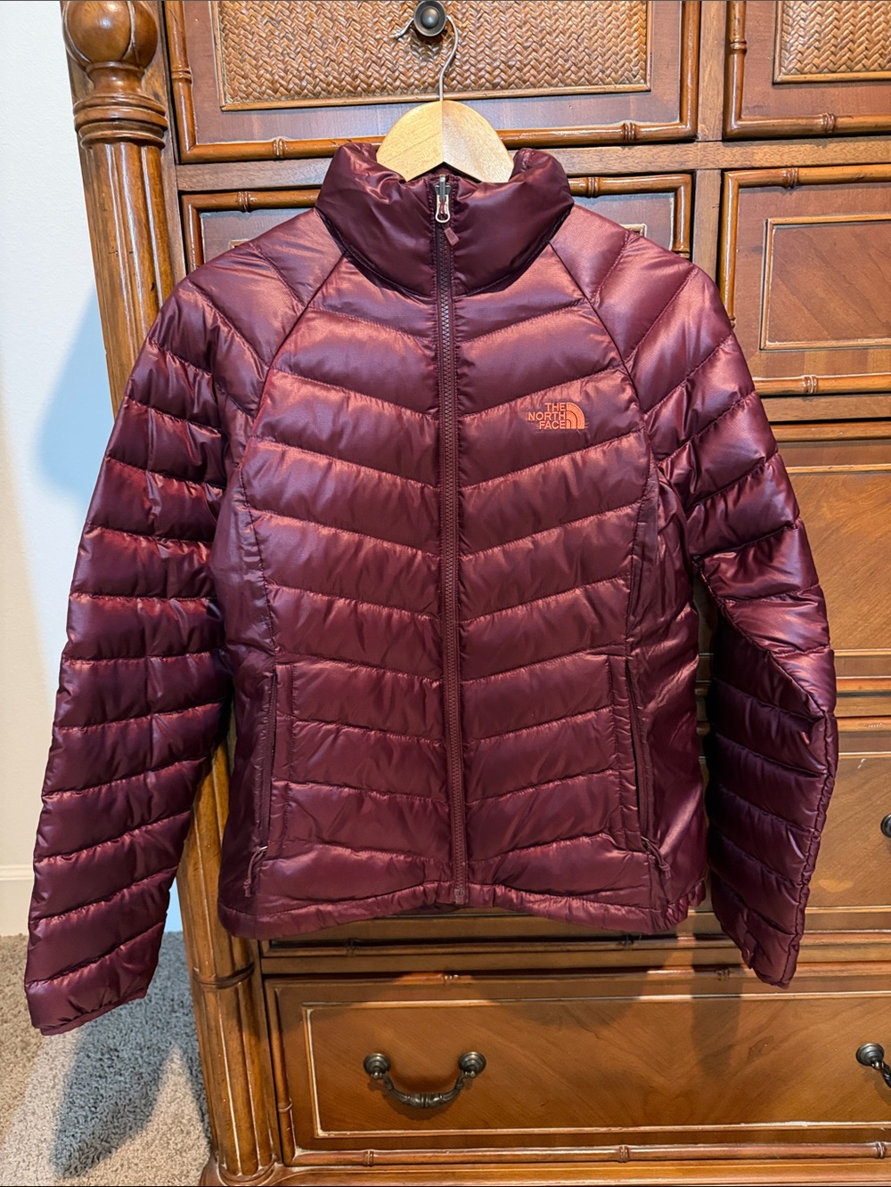 The North Face Burgundy Goose Down Puffer Jacket Size M